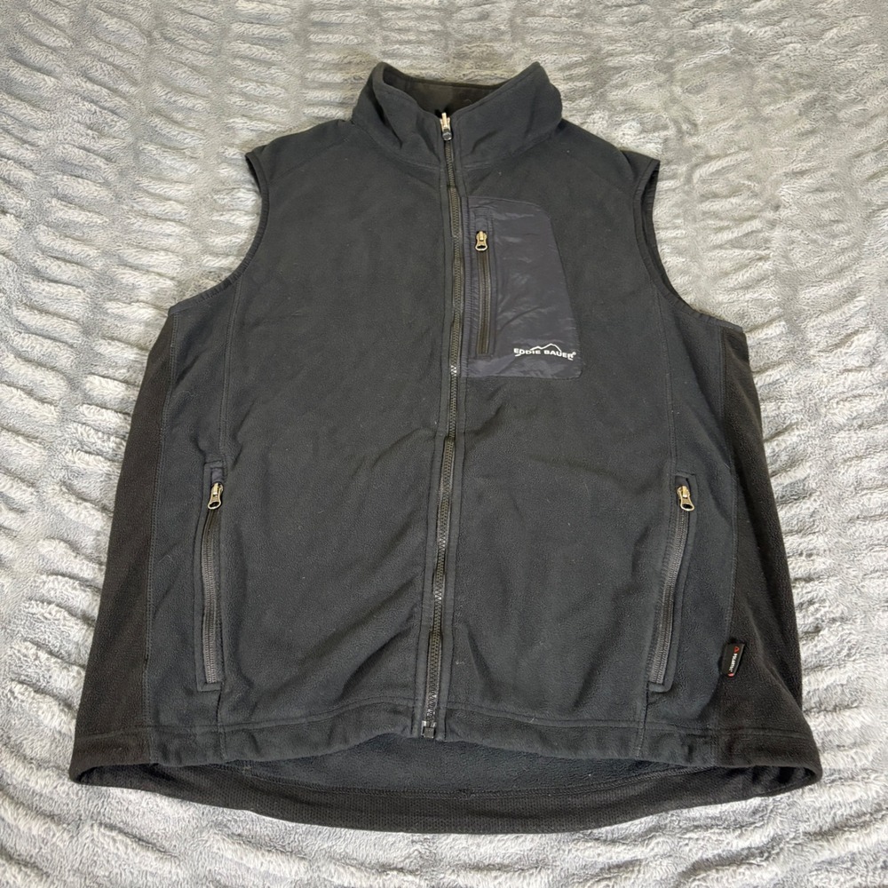 Eddie Bauer Windcutter Fleece 365 Vest Mens Large Tall Black Full Zip Weatheredg